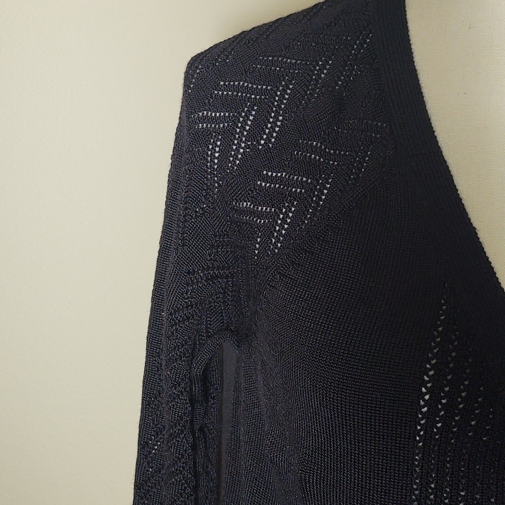 Madison Women's Black Cardigan with Sheer Back - Picture 3 of 8